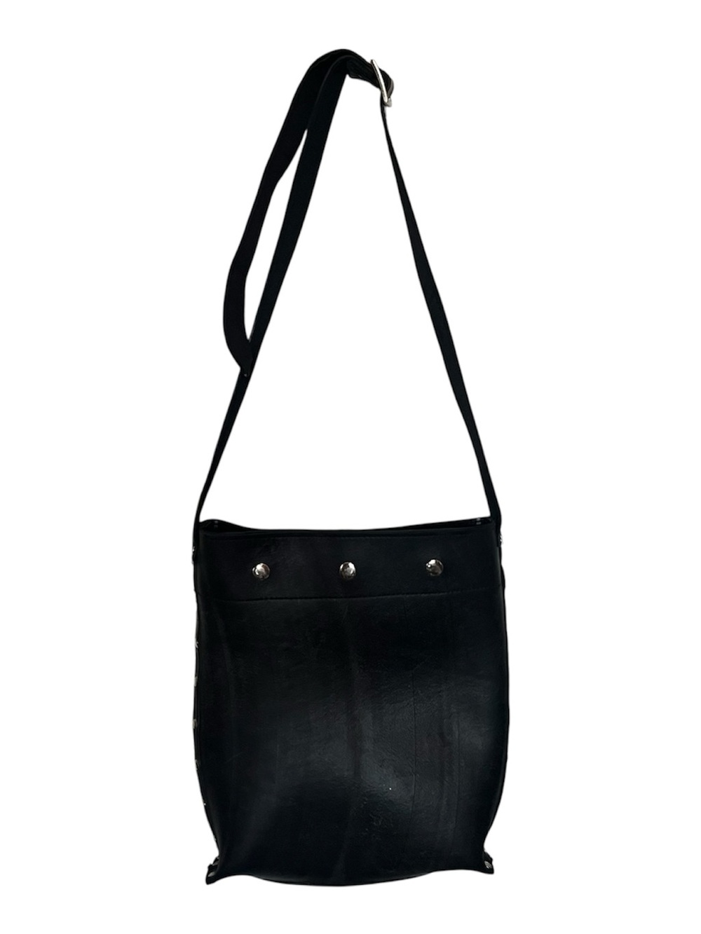 2 Chic Black Crossbody Tote with Stud Accents